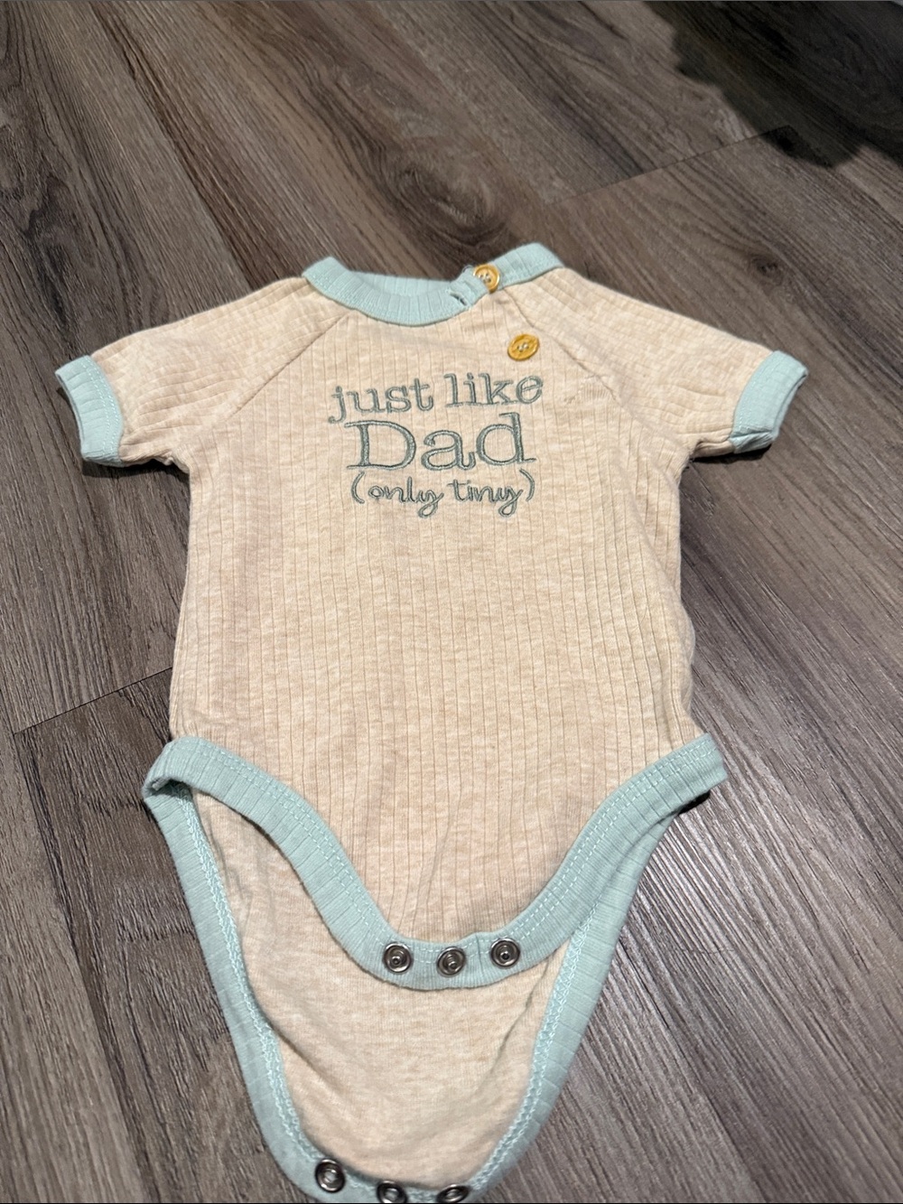 Tahari Beige One-Piece Bodysuit with Light Blue Trim